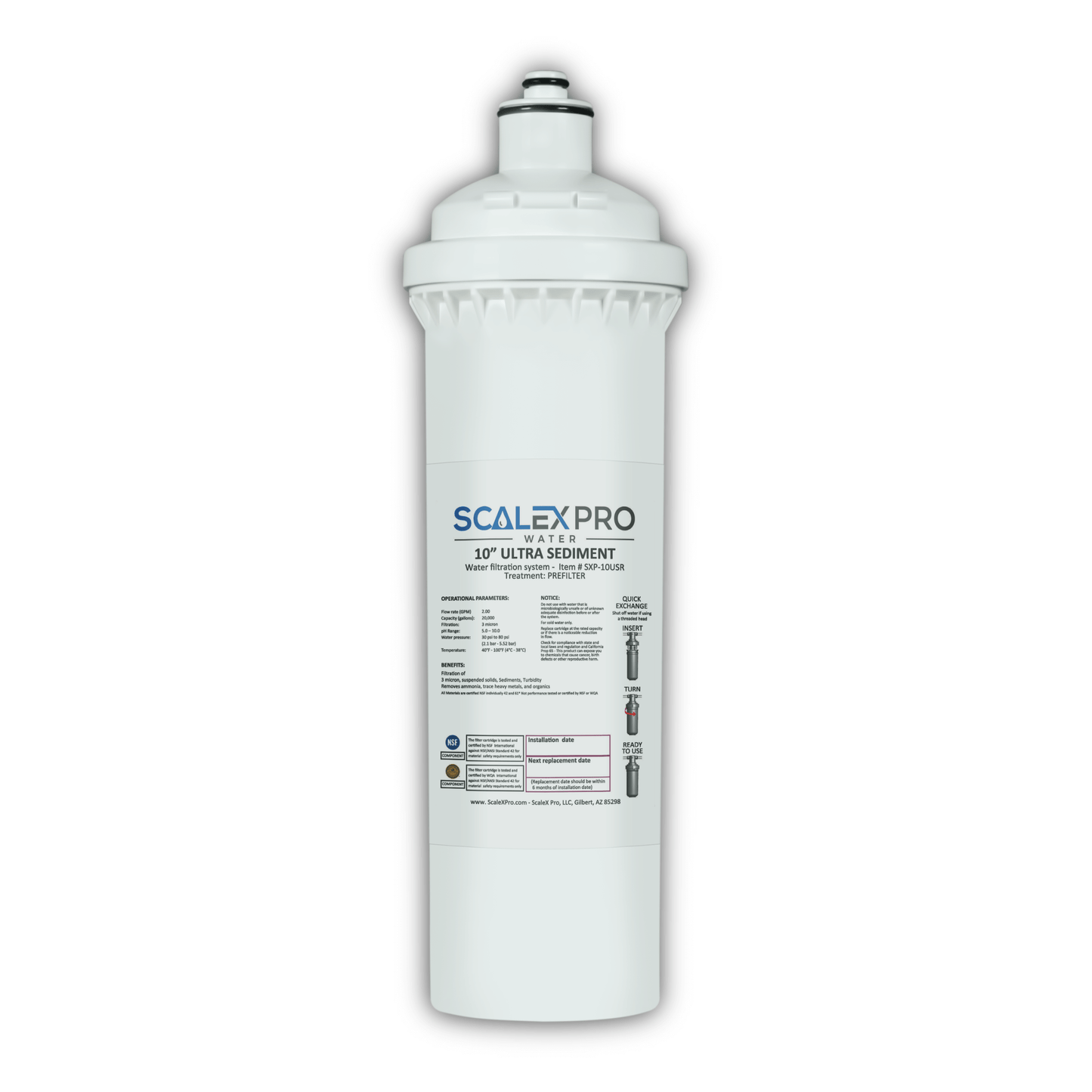 Ultra Sediment w Zeosorb - 10in Quick Change Water Filter