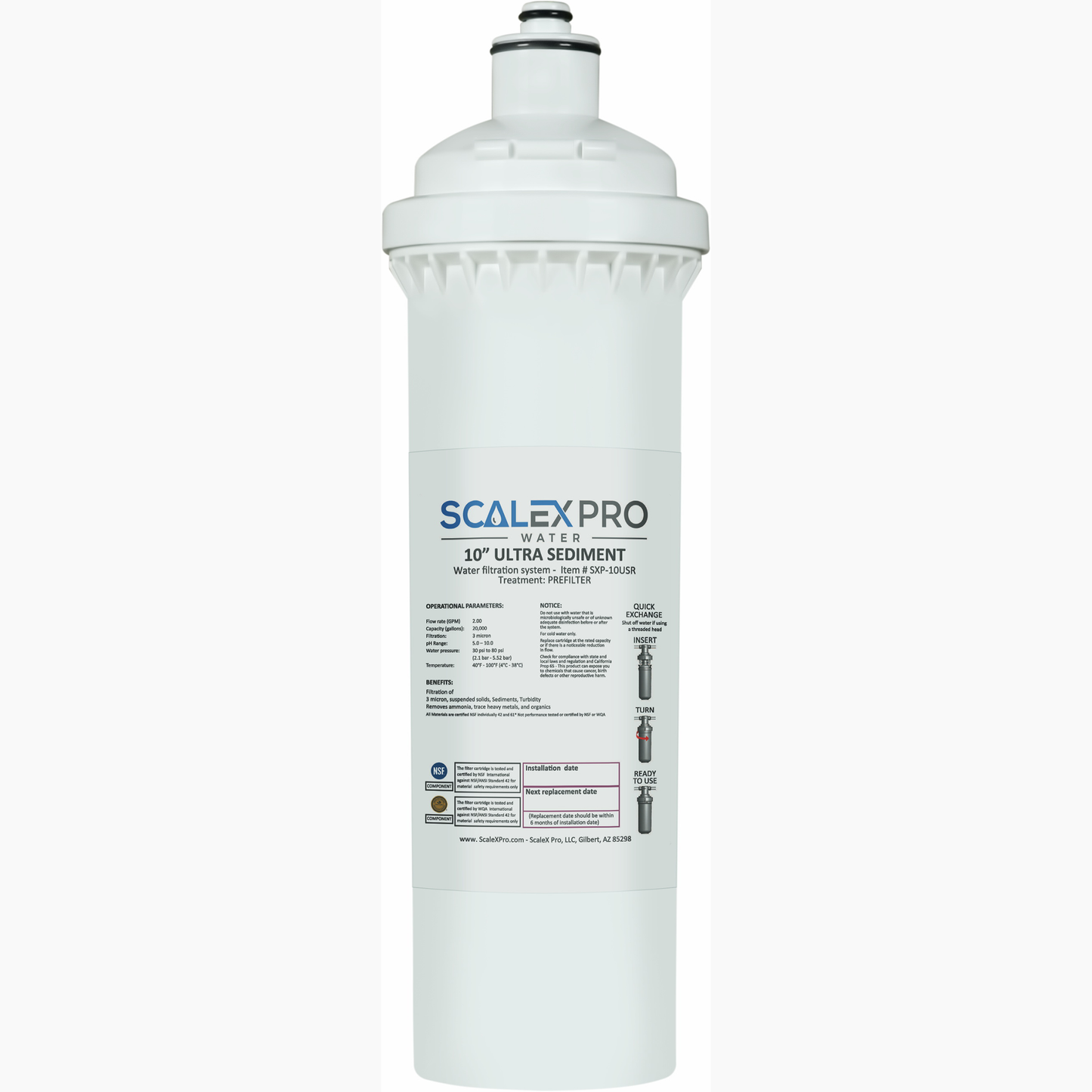 Ultra Sediment w Zeosorb - 10in Quick Change Water Filter